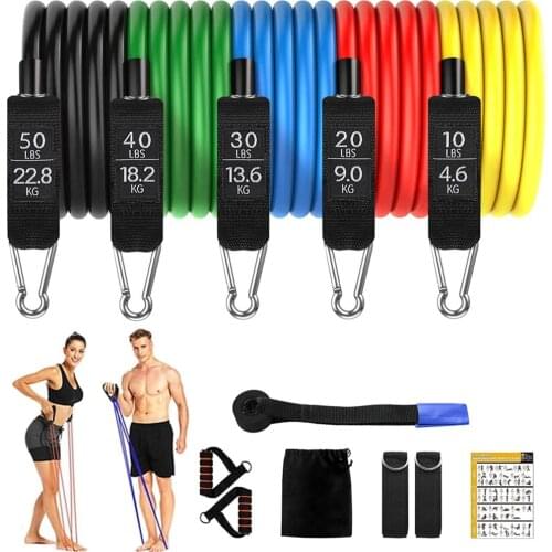Fitness Resistance Bands 150 Lbs with Door Anchor Muscle Training Rubber Tubes Band Elastic Pull Rope Tension Rope Gym Equipment