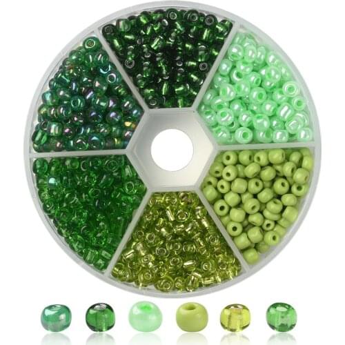 2/3/4mm Gradient Green Series Czech Glass Rice Beads Round Spacer Loose Beads for Handmade Jewelry Bracelet Accessories
