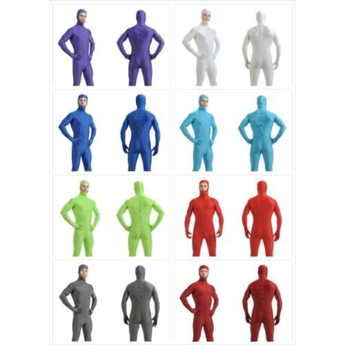 Open face faceless face bare Unisex Spandex Bright 2nd Skin Zentai Costumes Bodysuit Catsuit