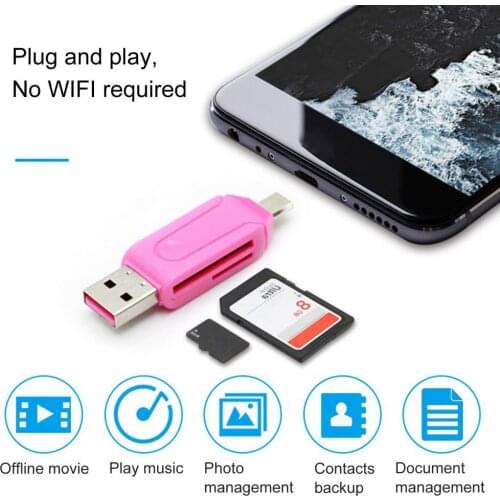 Multifunction Card Reader USB 2.0 Multi-function Dual Card Slots Mini Data Transmitter for Micro-SD Card
