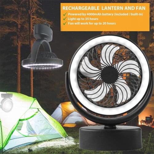 Multifunctional Portable Outdoor Camping Light with Fan 30 LED Lantern Tent Fan Light USB Charging Cable Hiking Outdoor Tools
