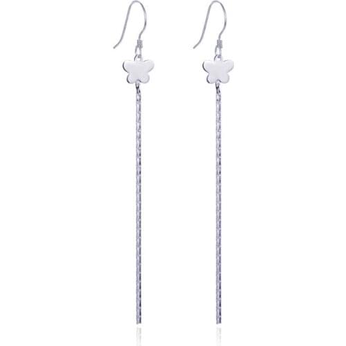 YJBR002945 Nelryew Fashion Women Jewelry S925 Pure Silver Butterfly Earrings Girls Tassel Tong Body Silver Earrings