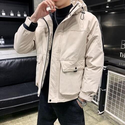 Winter Parkas Mens Casual Cotton Jacket Outwear Hooded Pocket Autumn Fashion Slim Fit Jackets Overcoat