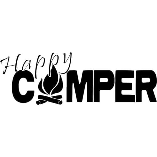 20cm*6cm Happy Camper Fire Camp Car Sticker Waterproof Sunscreen Decal Laptop Truck Motorcycle Auto Accessories PVC
