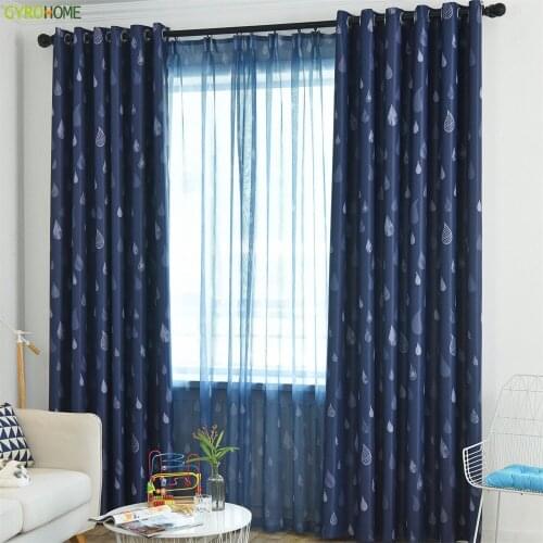 New Nordic abstract cute raindrops curtain cloth living room bedroom modern simple shading curtains