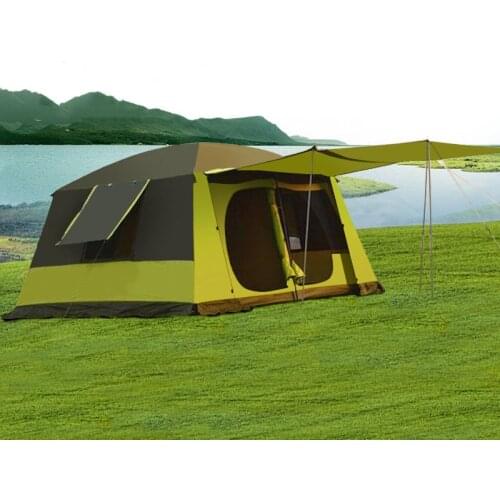 New 420*305*210cm 6-8 Person Use One Hall Two Bedroom Double Layers Ultralarge Rainproof Camping Tent Large Gazebo Sunshelter