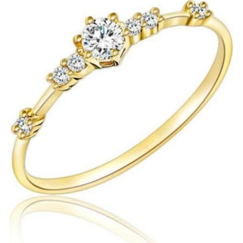 Couple Ring Female Single Row Diamond Strip Ring Plated Rose Gold