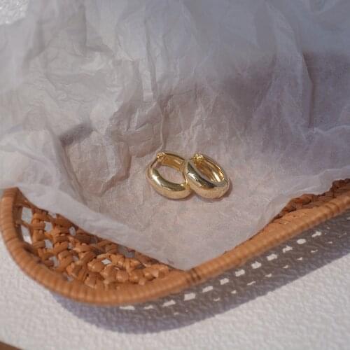 14k Real Gold Plated Fashion Jewelry Round Metal Simple Exquisite Stud Earrings for Woman Holiday Party Elegant Earring