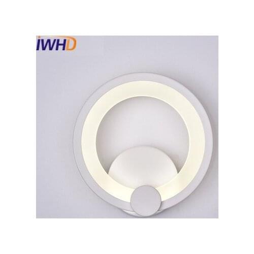 IWHD Led Wall Sconces Fashion Acrylic Wall Light Modern Lighting Fixtures Creative Ring Bathroom Mirror Lamparas de pared