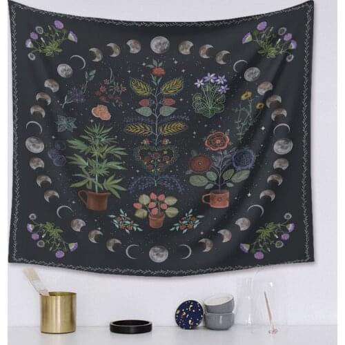 TONGDI Boho Datura Modern Tapestry Fantasy Oil Painting Printing Wall Hanging Mat Decoration For Home Parlor Bedroom LivingRoom