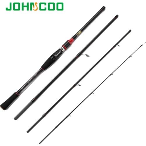 JOHNCOO SPARK Fast Action Travel Fishing Rod 2.1m 2.4m 2.7m 3.0m M Power Lure Rod 4 Section Carbon Spinning Casting Rod