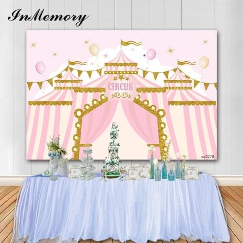 InMemory Vinyl Photography Backdrop Circus Fiesta Theme Pink Girl Birthday Party Background Photo Studio Photobooth Props