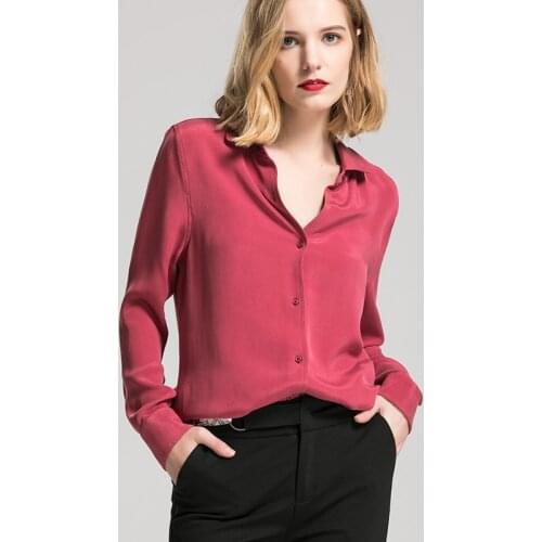 30M Pure Heavy Silk Long-sleeve Shirt 100% Mulberry Silk Top Women Loose Turndown Collar Blouse S M L XL Free Shipping