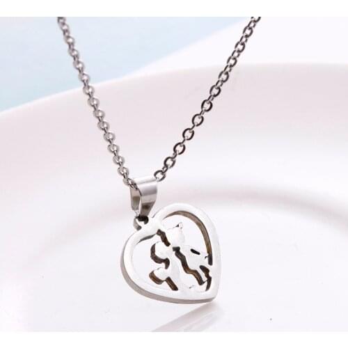 1Pc New Cute Boy and Girl Pendant O Chain Chokers Necklaces Stainless Steel Necklace For Vigin Love Jewelry Ali Moda Dropship