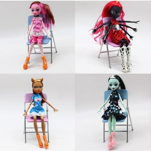 4pcs Dolls Monster Draculaura/Clawdeen Wolf/ Frankie Stein Moveable Joint Body High Quality Girls Plastic Classic Toys Gifts