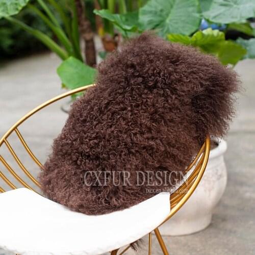 Free Shipping CX-D-01K Hot Selling Sofa Cushion Mongolian Lamb Fur Cushion Cover