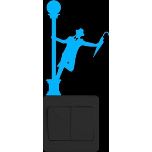 Man in Suits Hold Umbrella Switch Stickers Glow in the Dark Wall Sticker Kids Room Children Bedroom Home Decor Luminous Decals