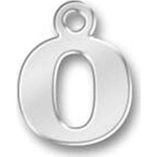Zinc Alloy rhodium plated silver tone initial alphabet letter O charm for DIY