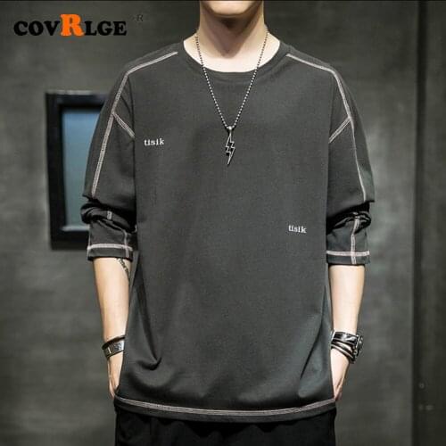 Covrlge Mens O-neck Tops New Men Long Sleeve Slim Shirt Brand Clothing Fashion Solid T-shirt Spring casual Tshirt for Man MTL122