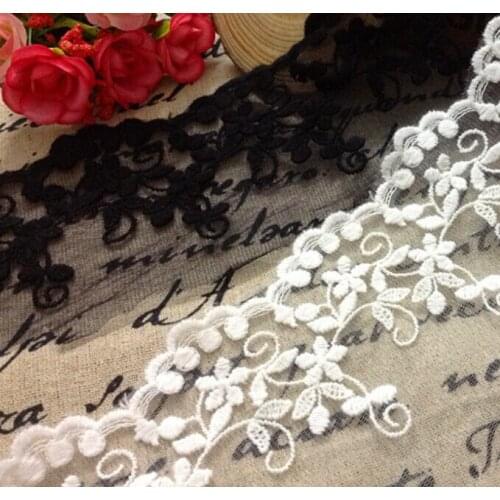 5yards/pack 8cm/ 3.14inch black/white DIY sewing cotton embroidered lace trim lace bridal veil antique trim lace free ship Z775