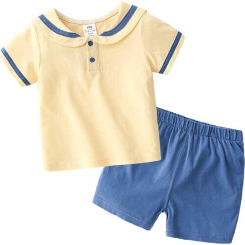 2021 Summer 2 3 4 6 8 10 Years Kids Short Sleeve T-Shirt+Knee Length Shorts 2 Pieces Handsome Cotton Casual Boys Summer Sets