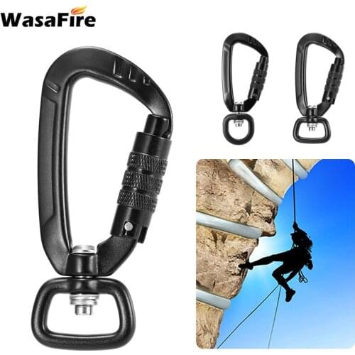 Twist Locking Gate Carabiner Outdoor 360 Rotatable Auto-Locking Survival Carabiner D-Ring Wrench Chain Clip Camping Rescue Gear