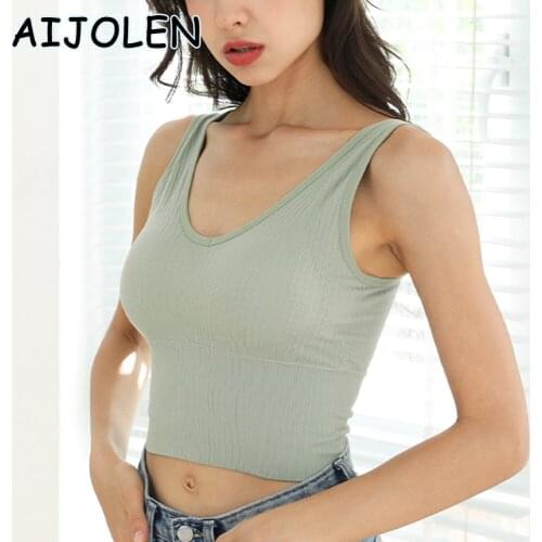 Beautiful Back V-neck Camisole Womens Yoga Sports Underwear With Chest Pad Anti-glare Threaded Bra Solid Color Tummy Bra