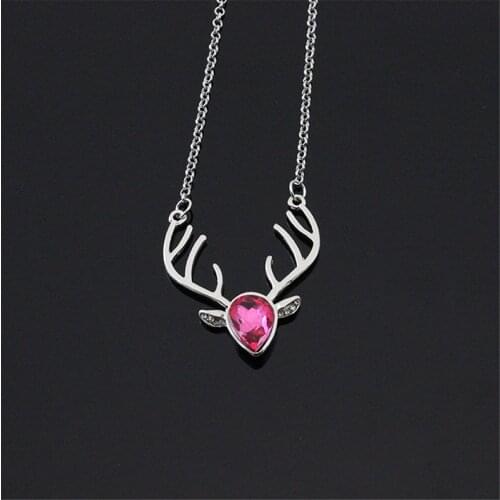 Fashion Exquisite Temperament Christmas Necklace Jewelry Crystal Deer Antlers Clavicle Chain Pendant Necklaces
