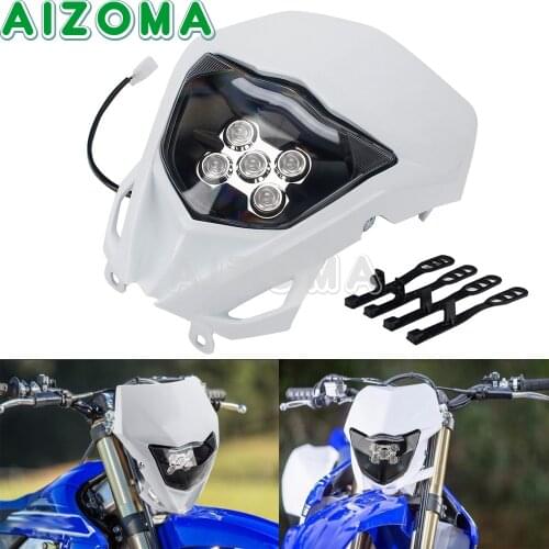 Motocross Dirt Bike Enduro LED Headlight 12V Motorcycle Headlamp Mask For Yamaha WR YZ TTR WRF 85 125 250 425 450 WRF250 YZ450F
