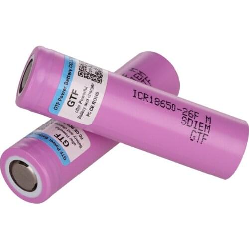 GTF 18650 Battery 3.7V 2600mah ICR18650 26F Rechargeable Li-ion Battery for DIY Power Bank Torch Microphone Laptop 18650 Cells