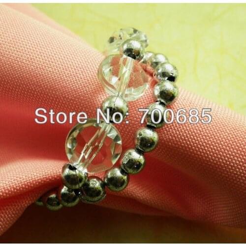 Wholesale napkin ring silver beades, wedding and pearl napkin holder