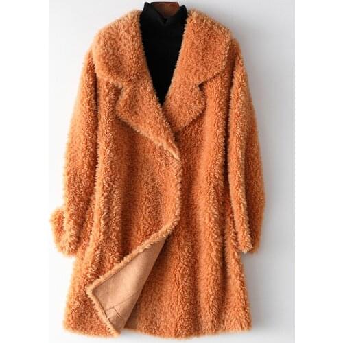 Autumn Elegant Solid Color Wool Sheep Shearer Coat Female Long Composite Fur One Coat New Style Women 2020 Fashion Winter Jacket
