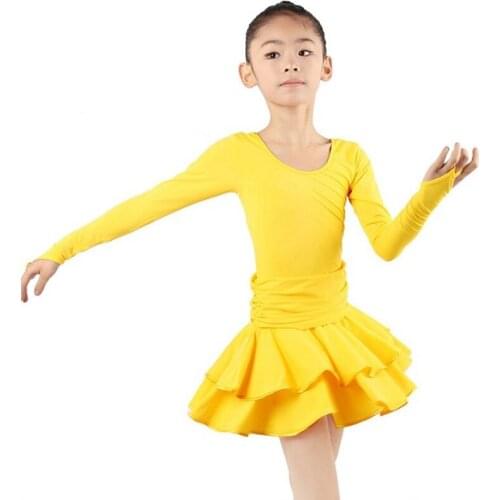 Plus Size Latin Dance Dress Children Ballroom Dance Dresses Kids Practice Competition Costumes 2018 New Arrival Plain Skirt