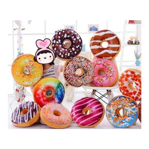 Sweet donut cushion doughnut chocolate cake pillow,home room DIY party decorations children kids girls boys plush toys