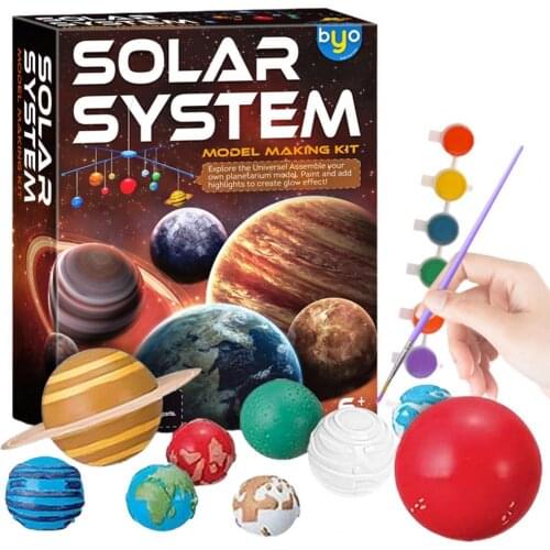 1 Set Durable Solar System Model Hand-Painted Easy to Assembly Plastic Coloring Educational Hand-Painted Toys for Student 2021