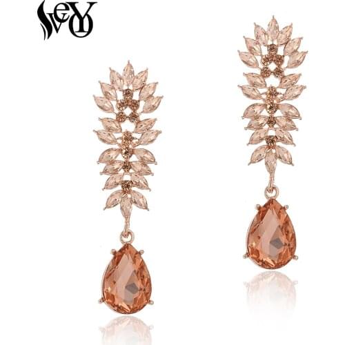 VEYO Luxury Crystal Drop Earrings for Women Geometry Accessories Earrings Fashion Jewelry