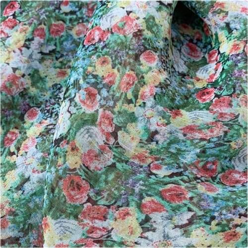 Width 59" Printed Crepe Matte Comfortable Soft Chiffon Fabric By The Half Yard For Dress Shirt Hanfu Material