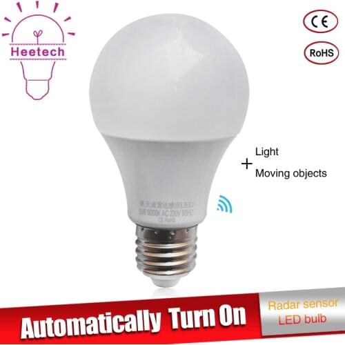 LED Microwave Radar Motion Ambient Sensor Light Lamp E27 Smart Light Bulb 9w 7w 5w AC85-265V For Corridor Garage Yard