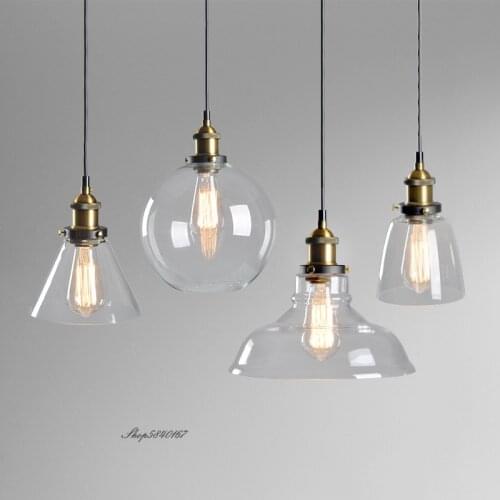 Vintage Pendant Lights Industrial Glass Hanglamp Kitchen Fixtures Led Pendant Lamp for Dining Room Restaurant E27 Loft Luminaire