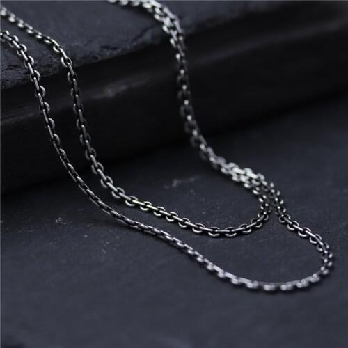 C&R Real 925 Sterling Silver Necklace retro link chain men women long necklace personality Thai Silver Fine Jewelry