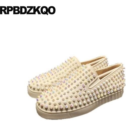 Flats Brand Slip On Rivet Round Toe Ladies Chinese Designer Shoes Women Luxury 2021 High Quality Spring Autumn Stud Runway White