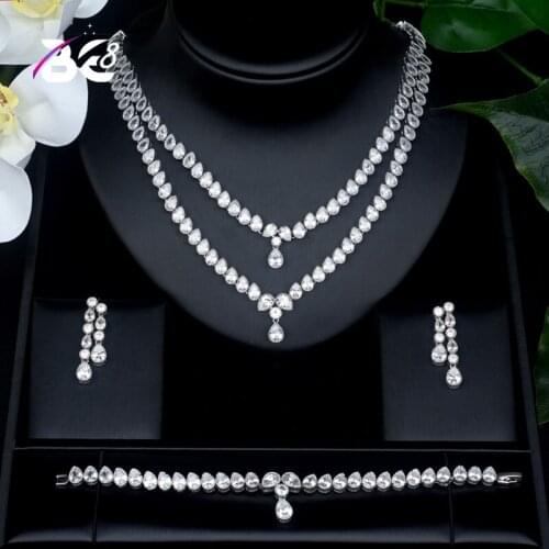 Be 8 Luxury Classic White Gold Color AAA CZ Stone Jewelry Set Wedding Bridal Dress Accessories for Women ensemble de bijoux S427