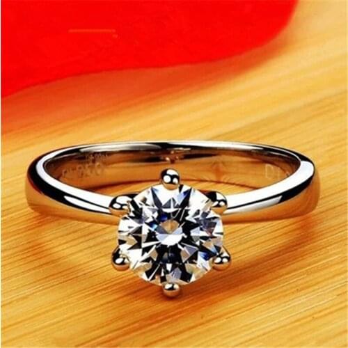 Solitaire 0.6ct Lab Diamond Ring Real 925 sterling silver Engagement Wedding band Rings for Women Bridal Charm Party Jewelry