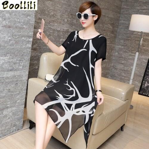 Boollili Women Summer Dress 2020 Vestidos Mujer Black Loose Chiffon Dress Femme Ukraine Plus Size Women Clothing 4Xl 5XL