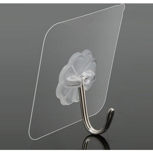 10PCs Transparent Strong Self Adhesive Door Wall Hangers Towel Mop Handbag Hooks For Kitchen Bathroom Accessories