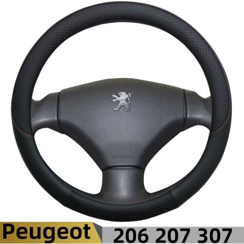 100% DERMAY Brand Leather Sport Car Steering Wheel Cover Non-slip for Peugeot 206 207 307 Auto Accessories