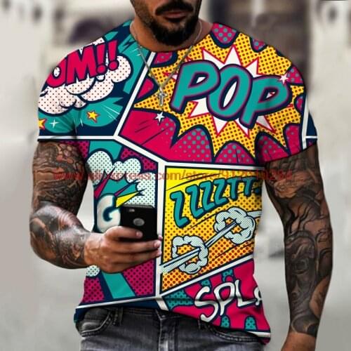 2021 Popular 3D Printing T-Shirt New Funny Graffiti 3D Printing T-Shirt Mens Fashion Streetwear HarajukuO Mens T-Shirt