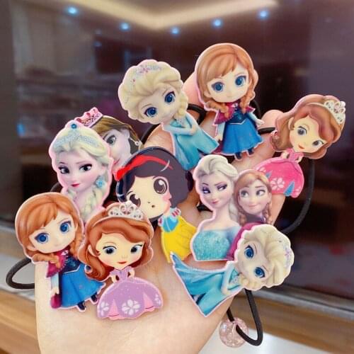Disney cartoon princess hair rope girl frozen cute rubber band princess hair clip hair tie hair accessories 3pcs