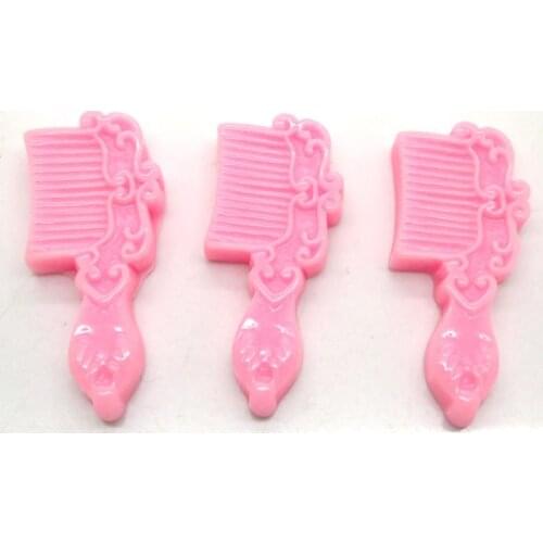 30Pcs Pink Resin Comb Beads Decoration Crafts Flatback Cabochon Scrapbooking Fit Phone Embellishments Diy Accessories