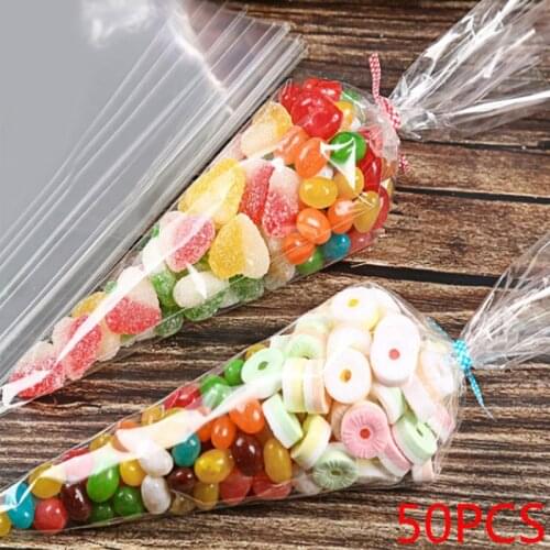 50pcs 27x8cm Christmas tree gift bag triangle candy bag biscuit bag Halloween Christmas party candy food packaging